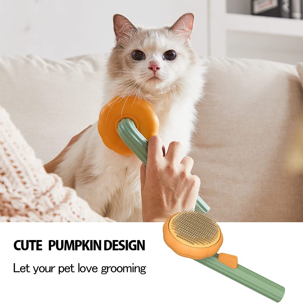 **Pet Pumpkin Self-Cleaning Grooming Brush for Dogs & Cats**
