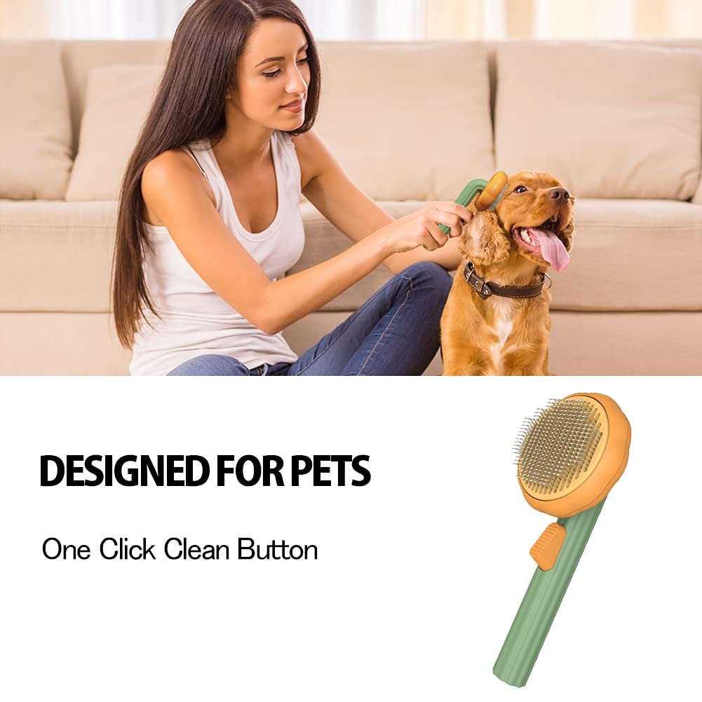 **Pet Pumpkin Self-Cleaning Grooming Brush for Dogs & Cats**