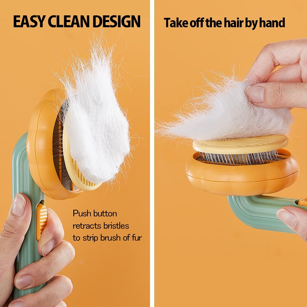 **Pet Pumpkin Self-Cleaning Grooming Brush for Dogs & Cats**