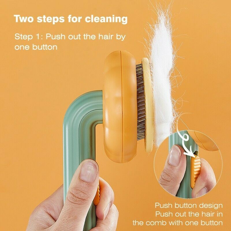**Pet Pumpkin Self-Cleaning Grooming Brush for Dogs & Cats**