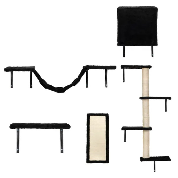 5 Pcs Wall Mounted Cat-Climber Set W/Floating Shelves And Perches