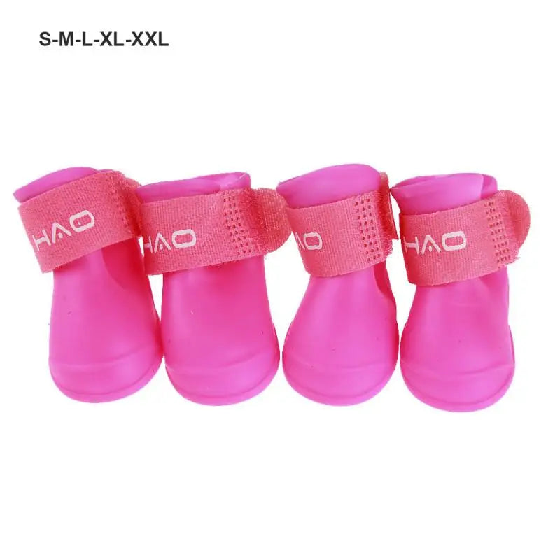 4pcs Waterproof Dog Rain Boots - Anti-Slip Rubber Shoes for All Seasons