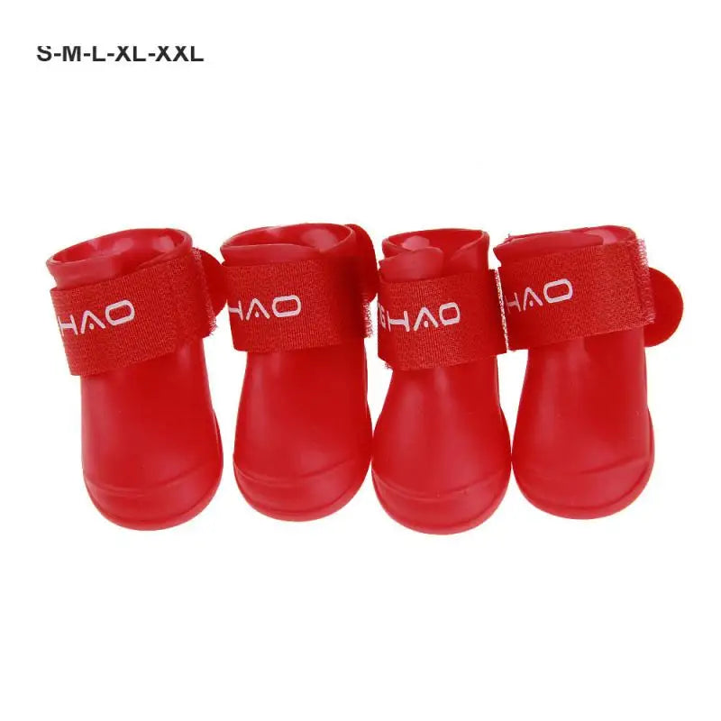 4pcs Waterproof Dog Rain Boots - Anti-Slip Rubber Shoes for All Seasons
