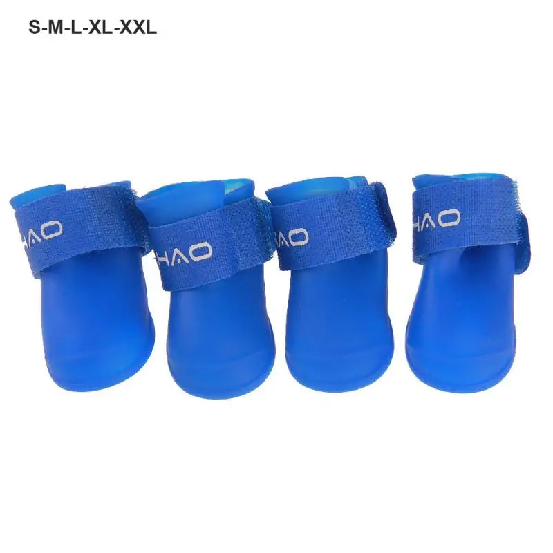 4pcs Waterproof Dog Rain Boots - Anti-Slip Rubber Shoes for All Seasons