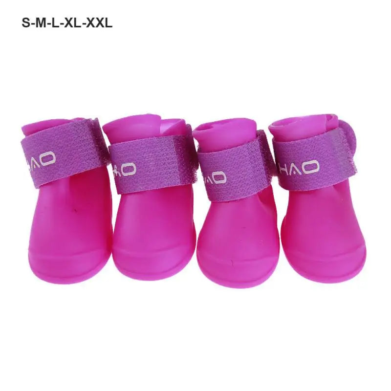 4pcs Waterproof Dog Rain Boots - Anti-Slip Rubber Shoes for All Seasons