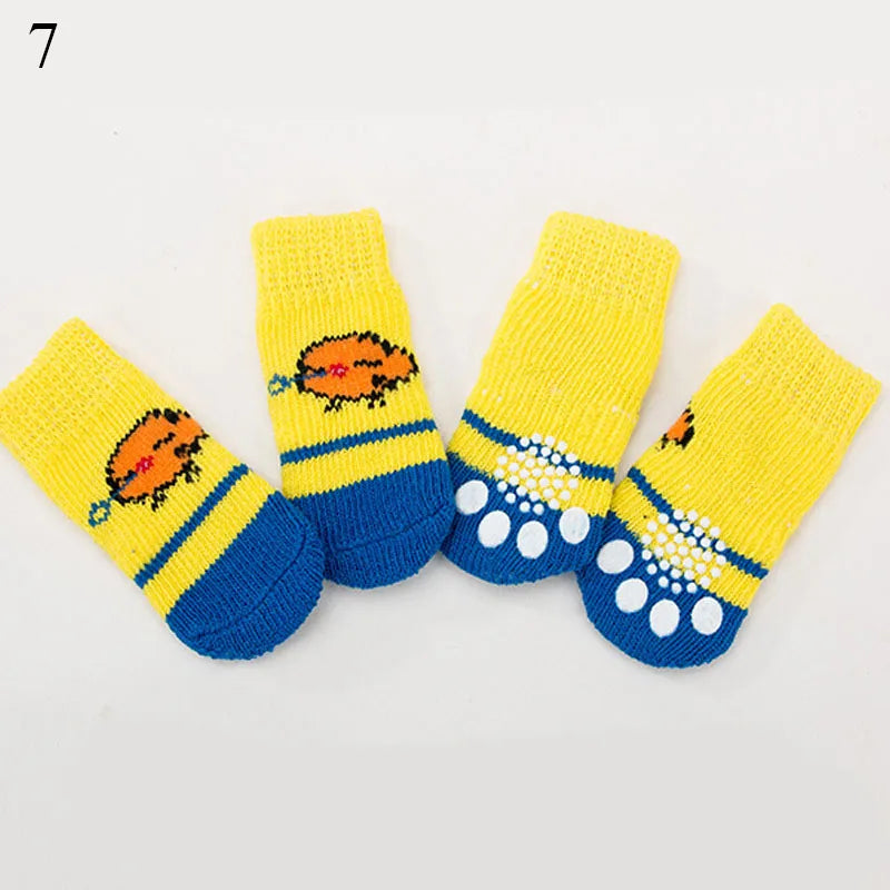4pcs Warm Puppy Dog Shoes Sock Soft Comfortable Pet Knits Socks