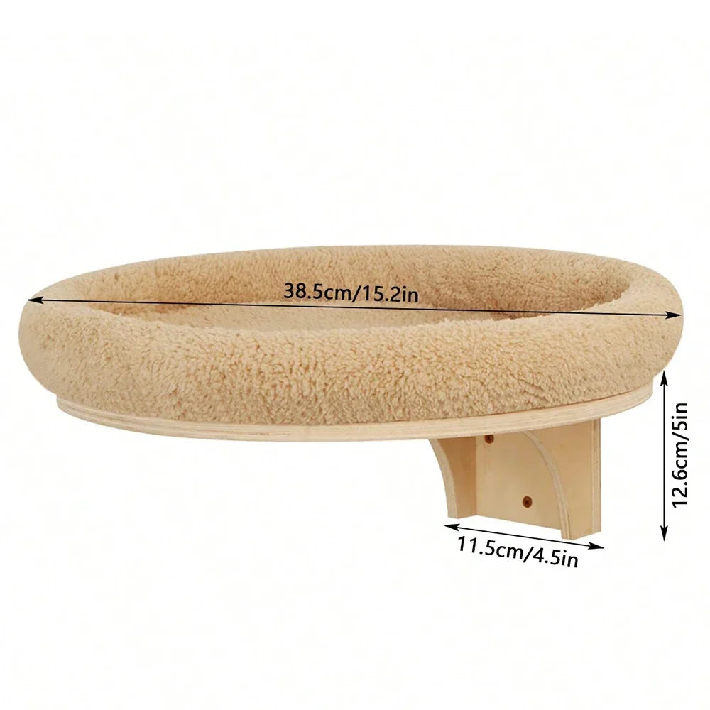 Wall-Mounted Cat Tree Tower with Hammock & Scratching Post