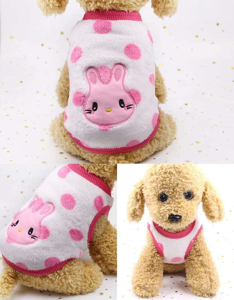Cartoon Fleece Pet Sweater – Warm Vest for Small Dogs & Cats