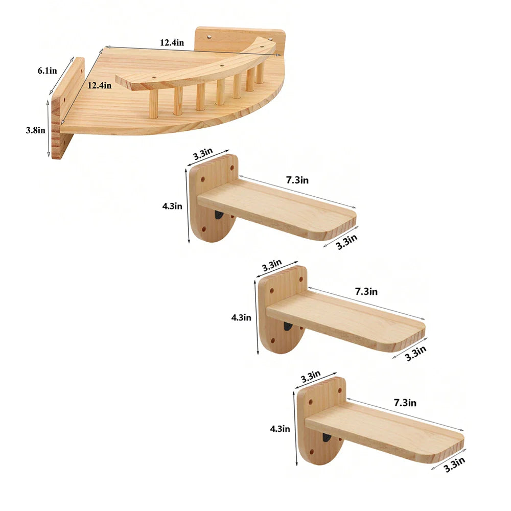 3/4Pcs Corner Hammock with-Step Set-Wall Mounted Cat Tree