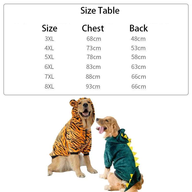 Winter Dog Hoodie Pajamas – Warm Fleece Coat for Medium & Large Dogs