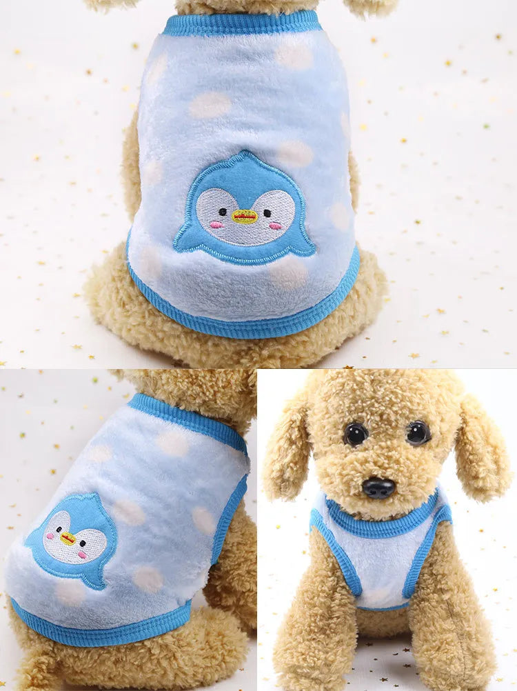 Cartoon Fleece Pet Sweater – Warm Vest for Small Dogs & Cats