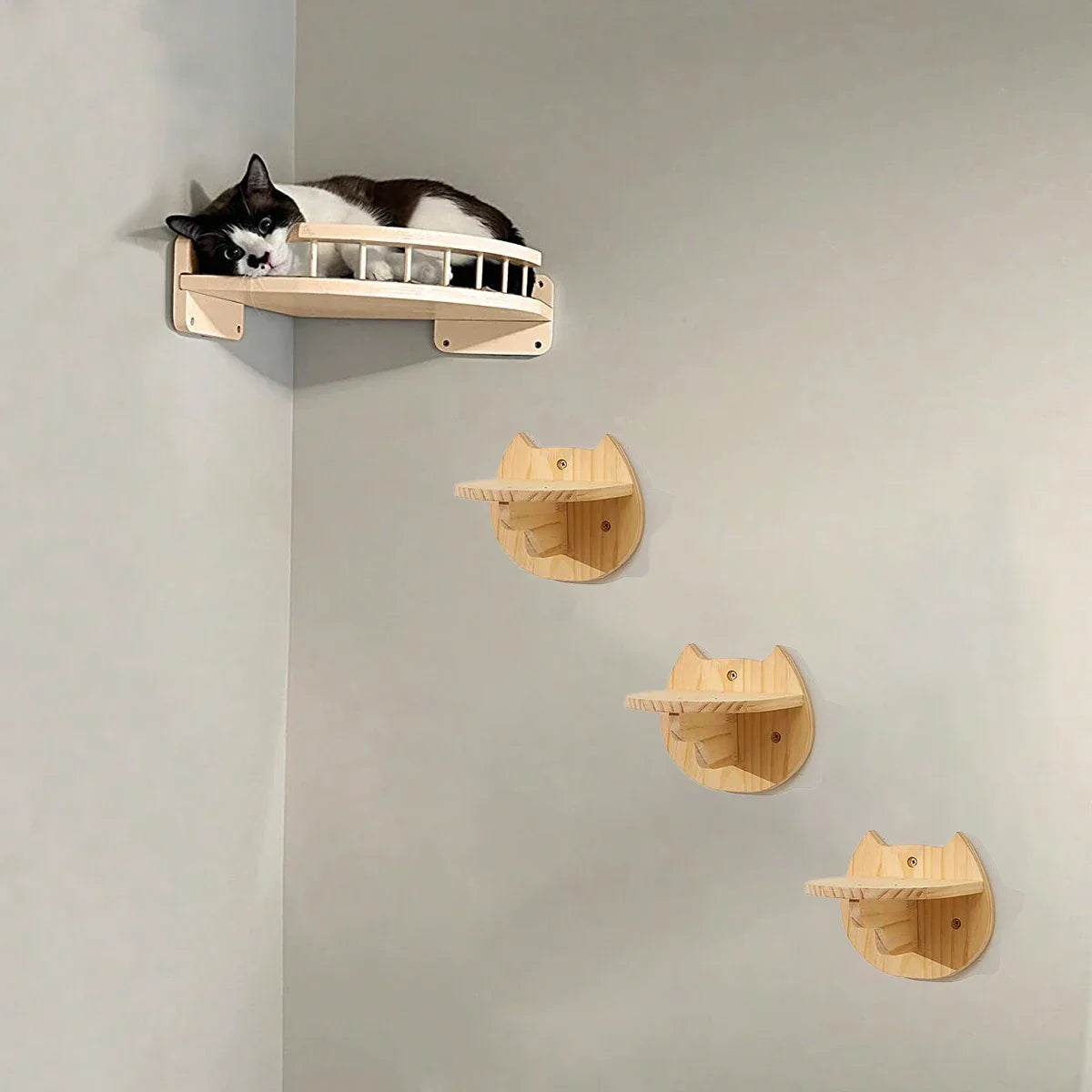 3/4Pcs Corner Hammock with-Step Set-Wall Mounted Cat Tree