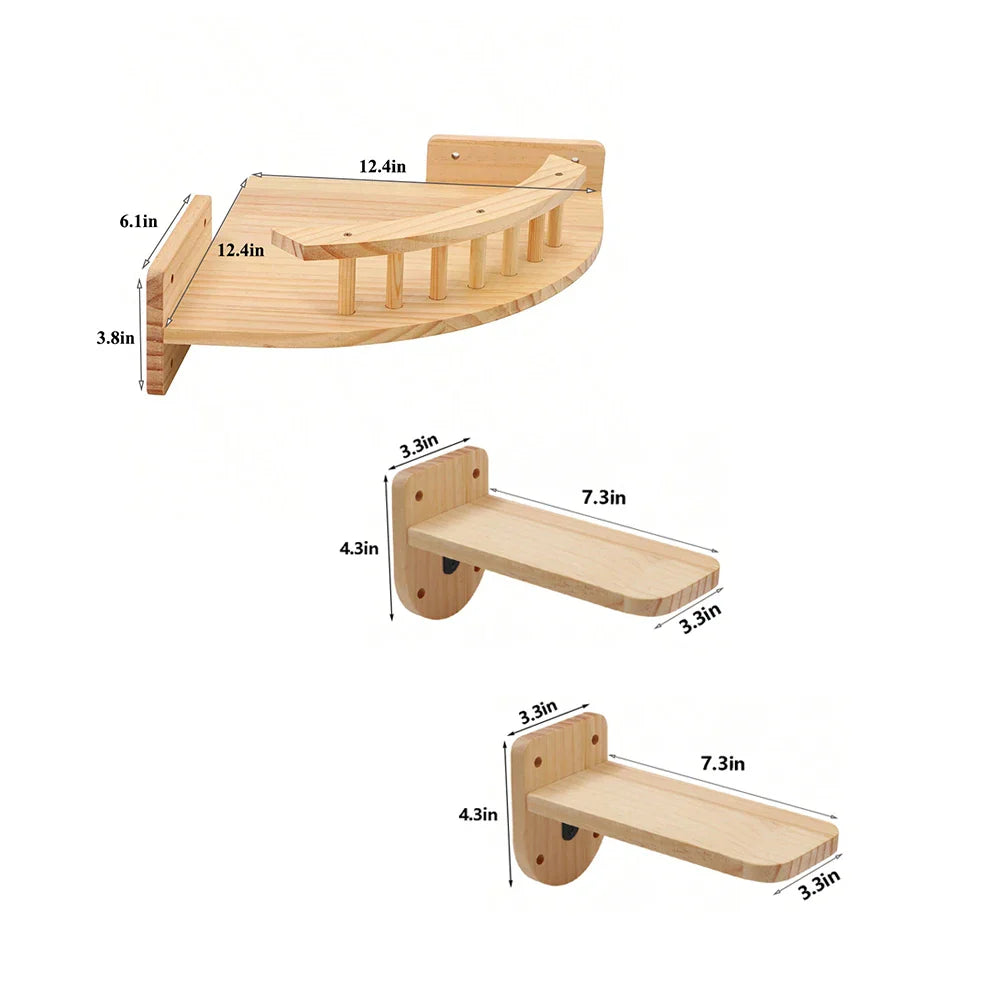 3/4Pcs Corner Hammock with-Step Set-Wall Mounted Cat Tree