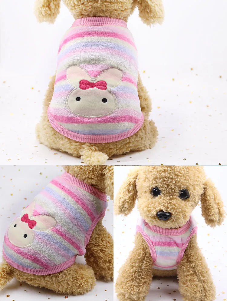 Cartoon Fleece Pet Sweater – Warm Vest for Small Dogs & Cats