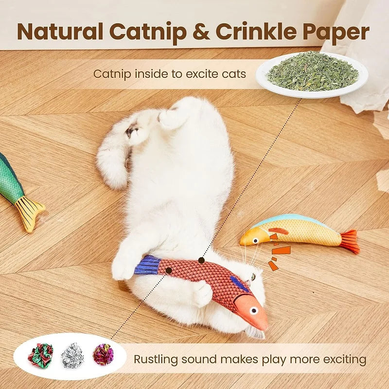 3D Catnip Fish Toy – Interactive Plush Goldfish with Sound for Cats & Kittens