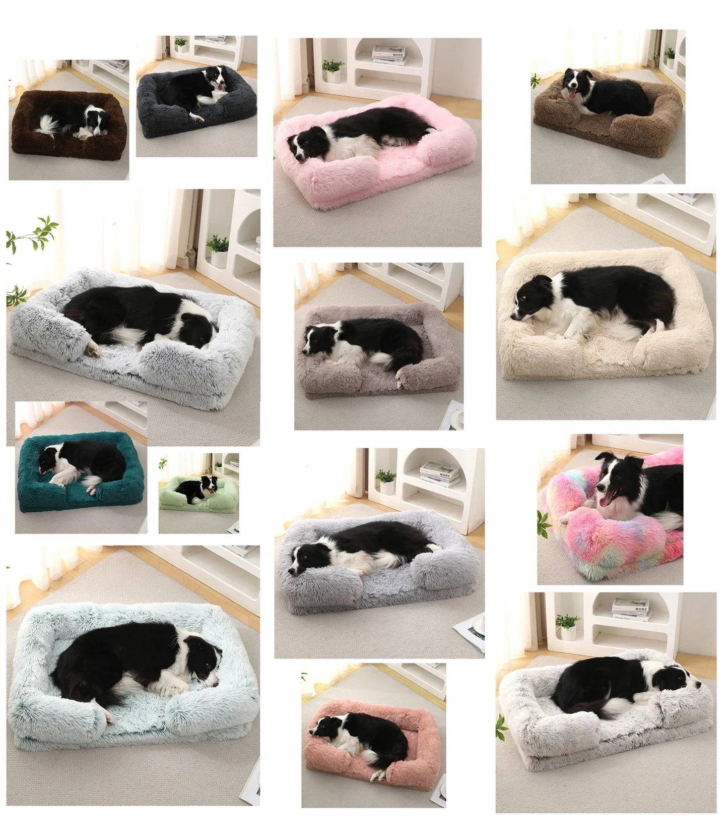 "Half-Surround Plush Pet Bed – Soft Square Sofa for Cats & Medium Dogs – Full Filling Kennel Cushion House