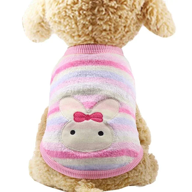 Cartoon Fleece Pet Sweater – Warm Vest for Small Dogs & Cats