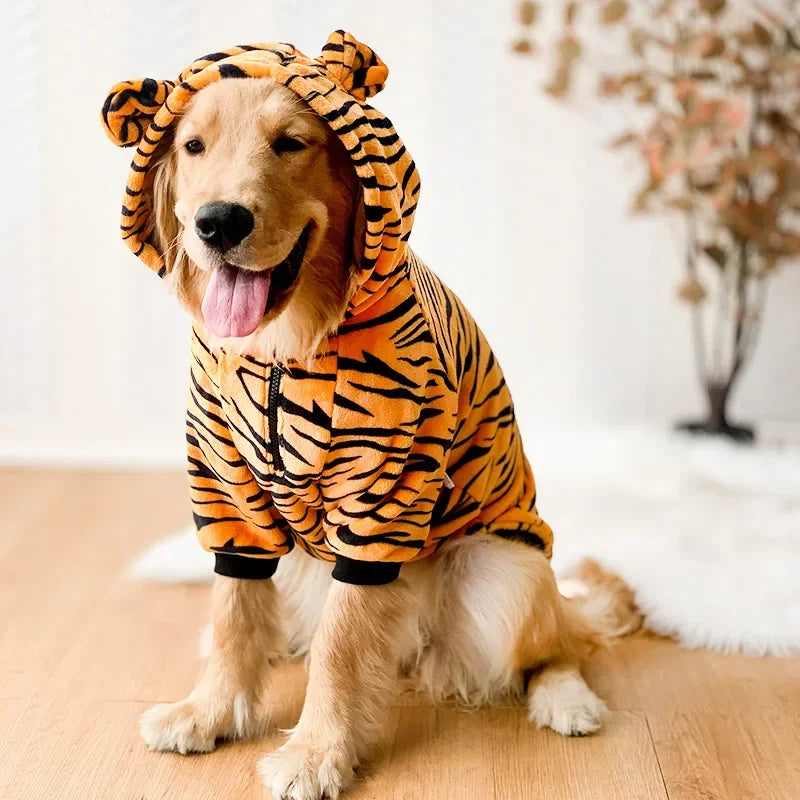 Winter Dog Hoodie Pajamas – Warm Fleece Coat for Medium & Large Dogs
