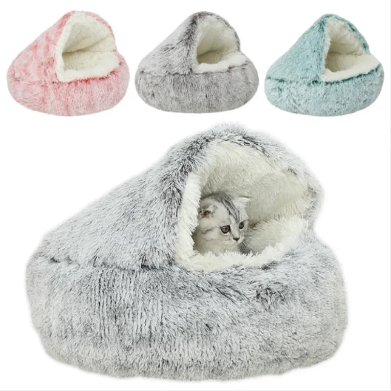 Enclosed Fluffy Pet Bed