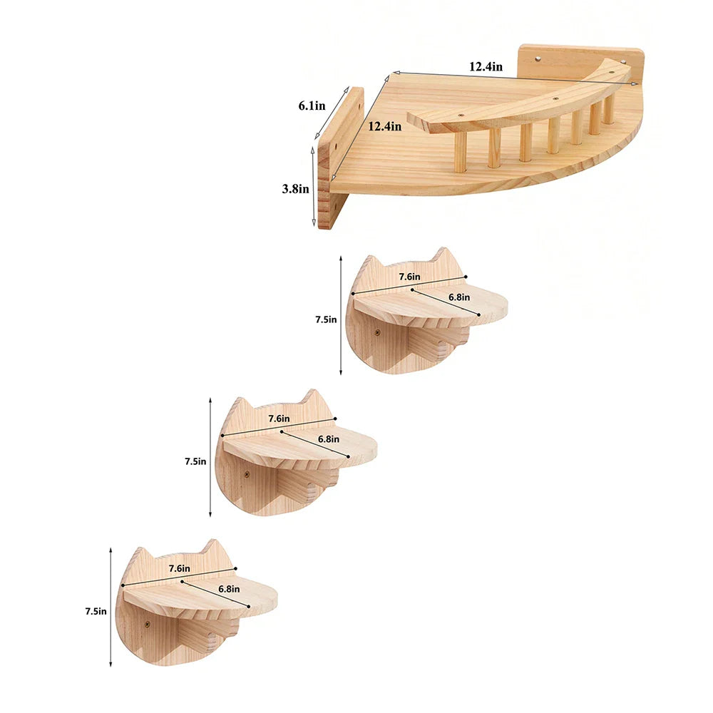 3/4Pcs Corner Hammock with-Step Set-Wall Mounted Cat Tree