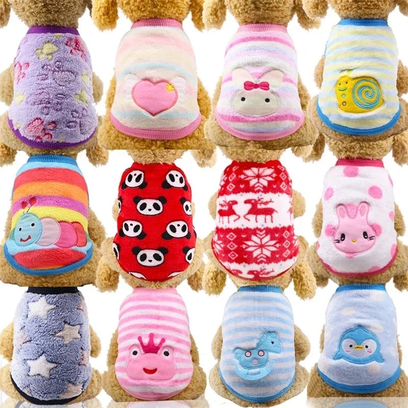 Cartoon Fleece Pet Sweater – Warm Vest for Small Dogs & Cats