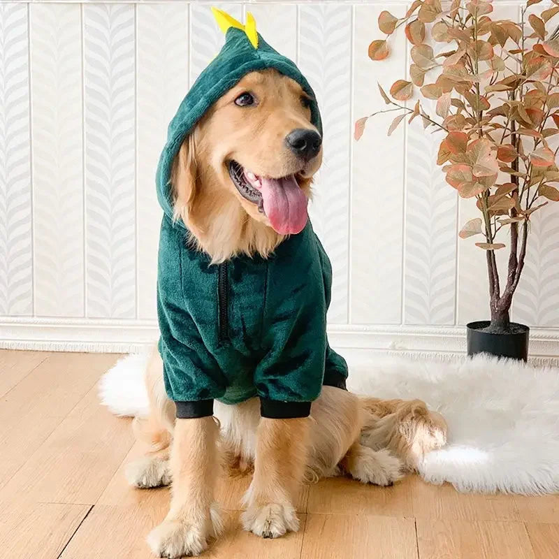 Winter Dog Hoodie Pajamas – Warm Fleece Coat for Medium & Large Dogs