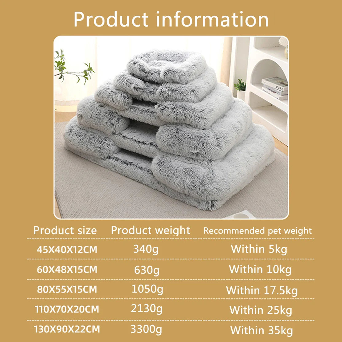 "Half-Surround Plush Pet Bed – Soft Square Sofa for Cats & Medium Dogs – Full Filling Kennel Cushion House
