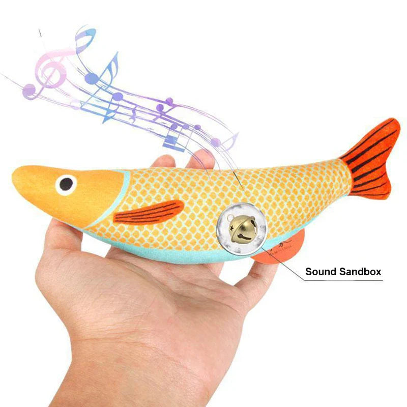 3D Catnip Fish Toy – Interactive Plush Goldfish with Sound for Cats & Kittens