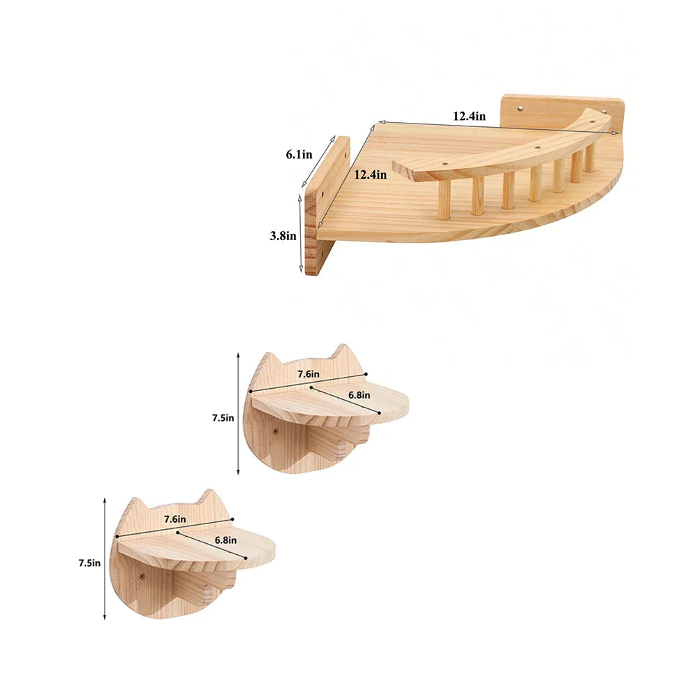 3/4Pcs Corner Hammock with-Step Set-Wall Mounted Cat Tree