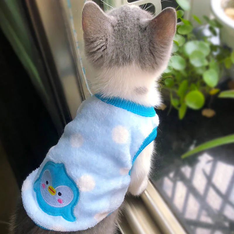 Cartoon Fleece Pet Sweater – Warm Vest for Small Dogs & Cats