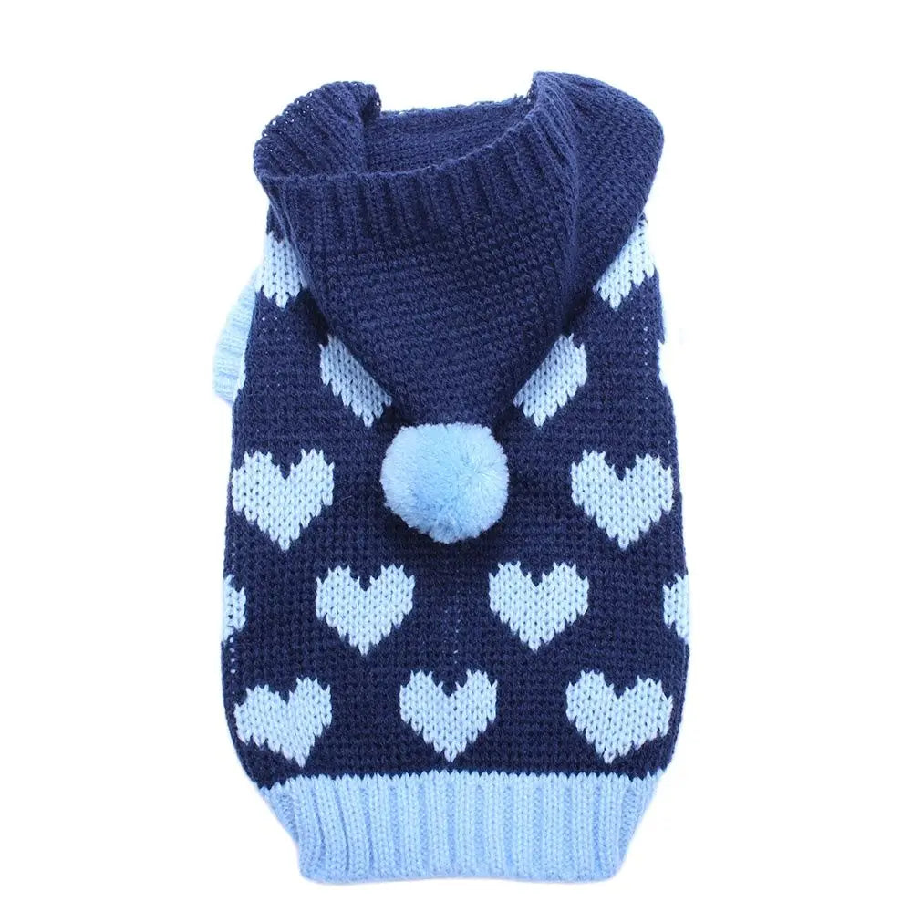 knitted Hoodie With Heart Pattern