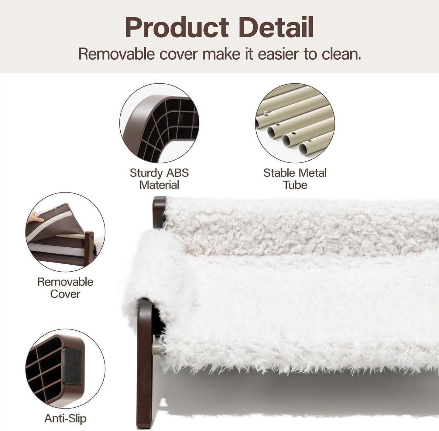 Washable Small Dog Bed For Kittens & Puppies Beige Brown
