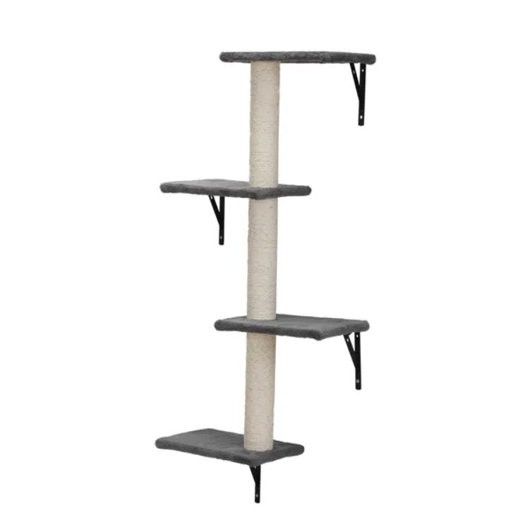 5 Pcs Wall Mounted Cat-Climber Set W/Floating Shelves And Perches