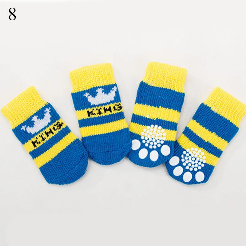 4pcs Warm Puppy Dog Shoes Sock Soft Comfortable Pet Knits Socks