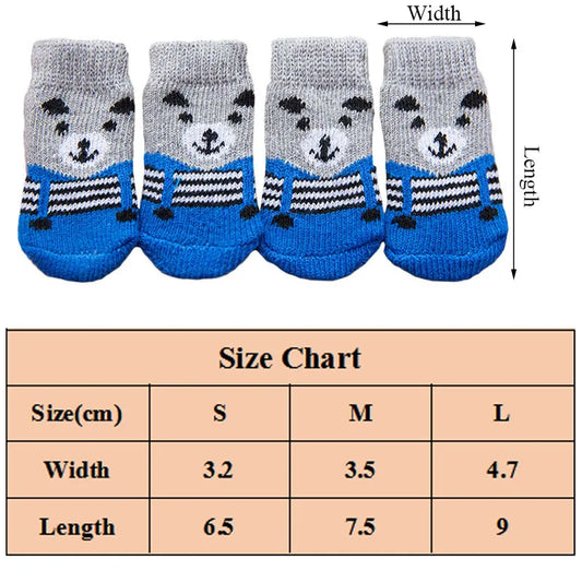 4pcs Warm Puppy Dog Shoes Sock Soft Comfortable Pet Knits Socks