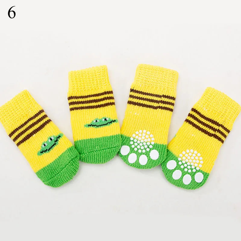 4pcs Warm Puppy Dog Shoes Sock Soft Comfortable Pet Knits Socks