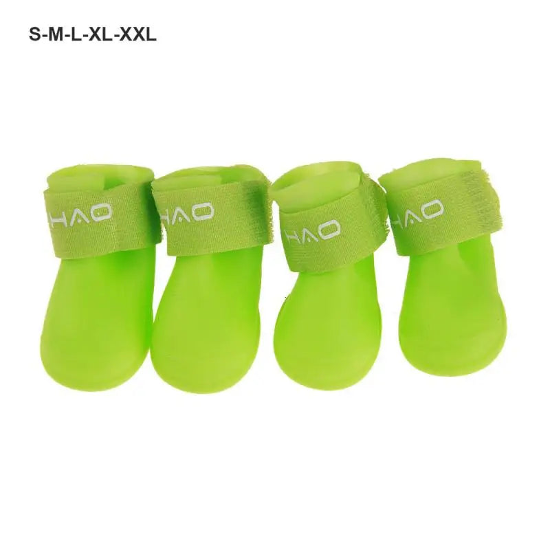 4pcs Waterproof Dog Rain Boots - Anti-Slip Rubber Shoes for All Seasons
