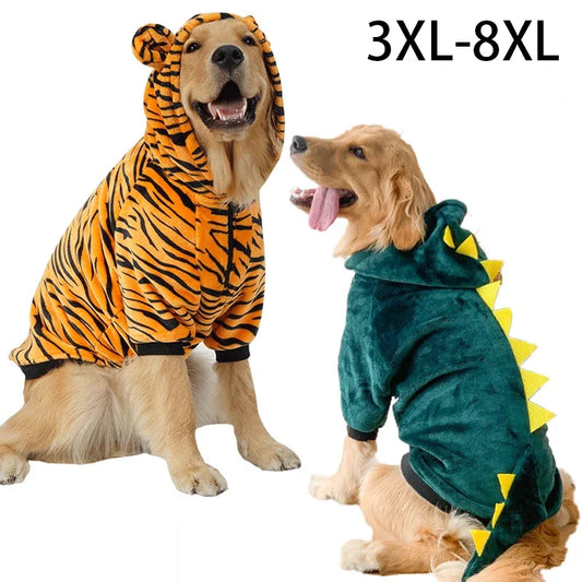 Winter Dog Hoodie Pajamas – Warm Fleece Coat for Medium & Large Dogs
