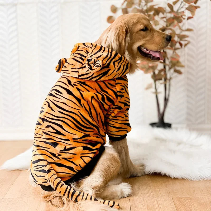 Winter Dog Hoodie Pajamas – Warm Fleece Coat for Medium & Large Dogs