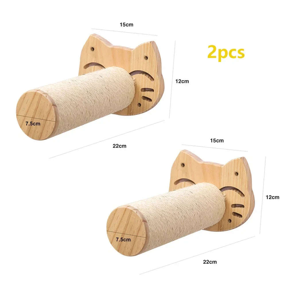 Wall-Mounted Cat Tree Tower with Hammock & Scratching Post