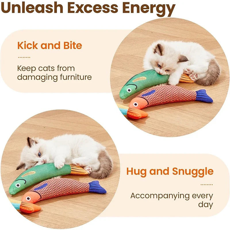 3D Catnip Fish Toy – Interactive Plush Goldfish with Sound for Cats & Kittens