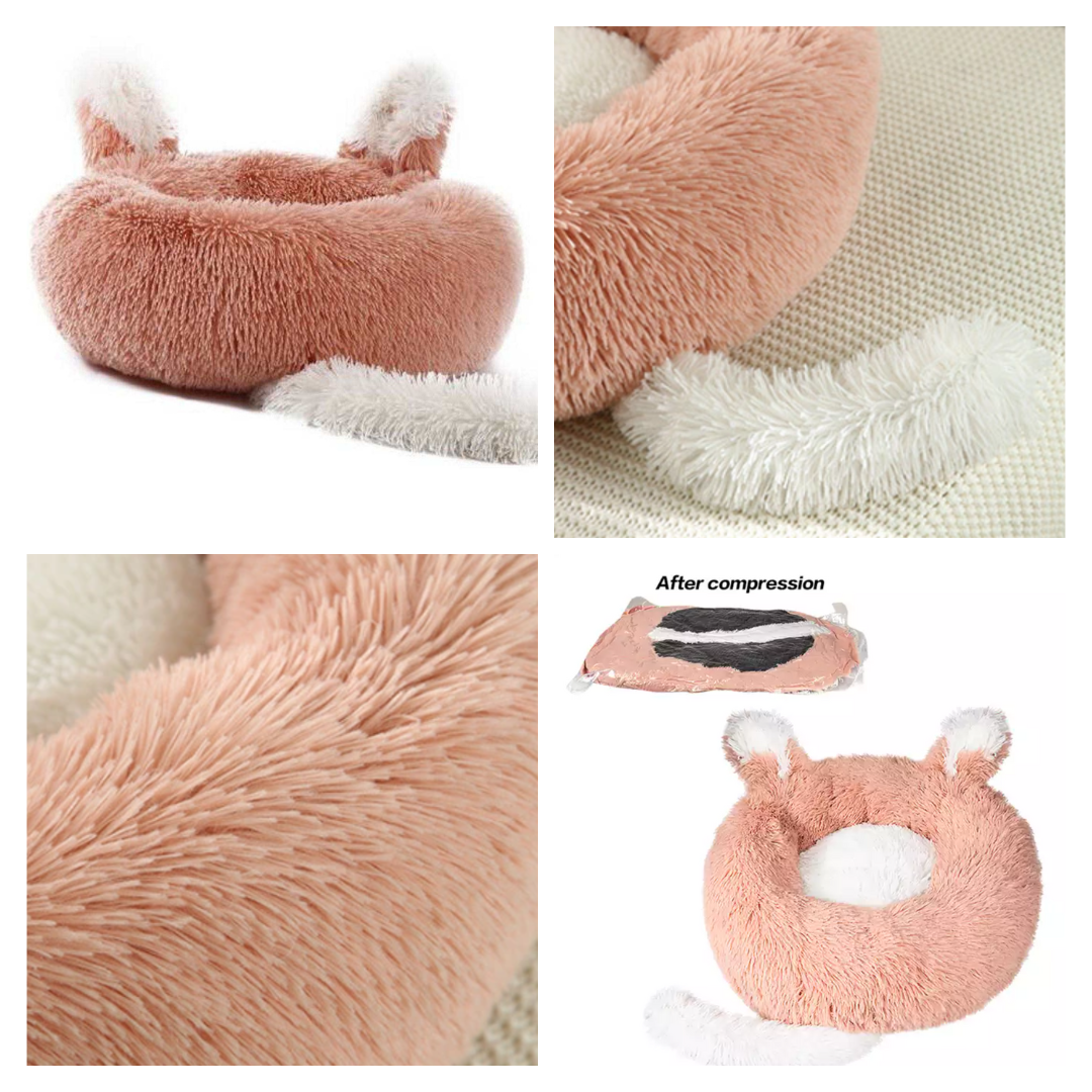 Adorable Plush Pet Bed with Ears and Tail