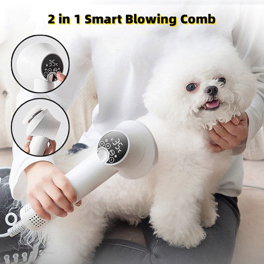 Smart Pet Hair Dryer & Comb – Silent, Safe Grooming Tool for Dogs & Cats
